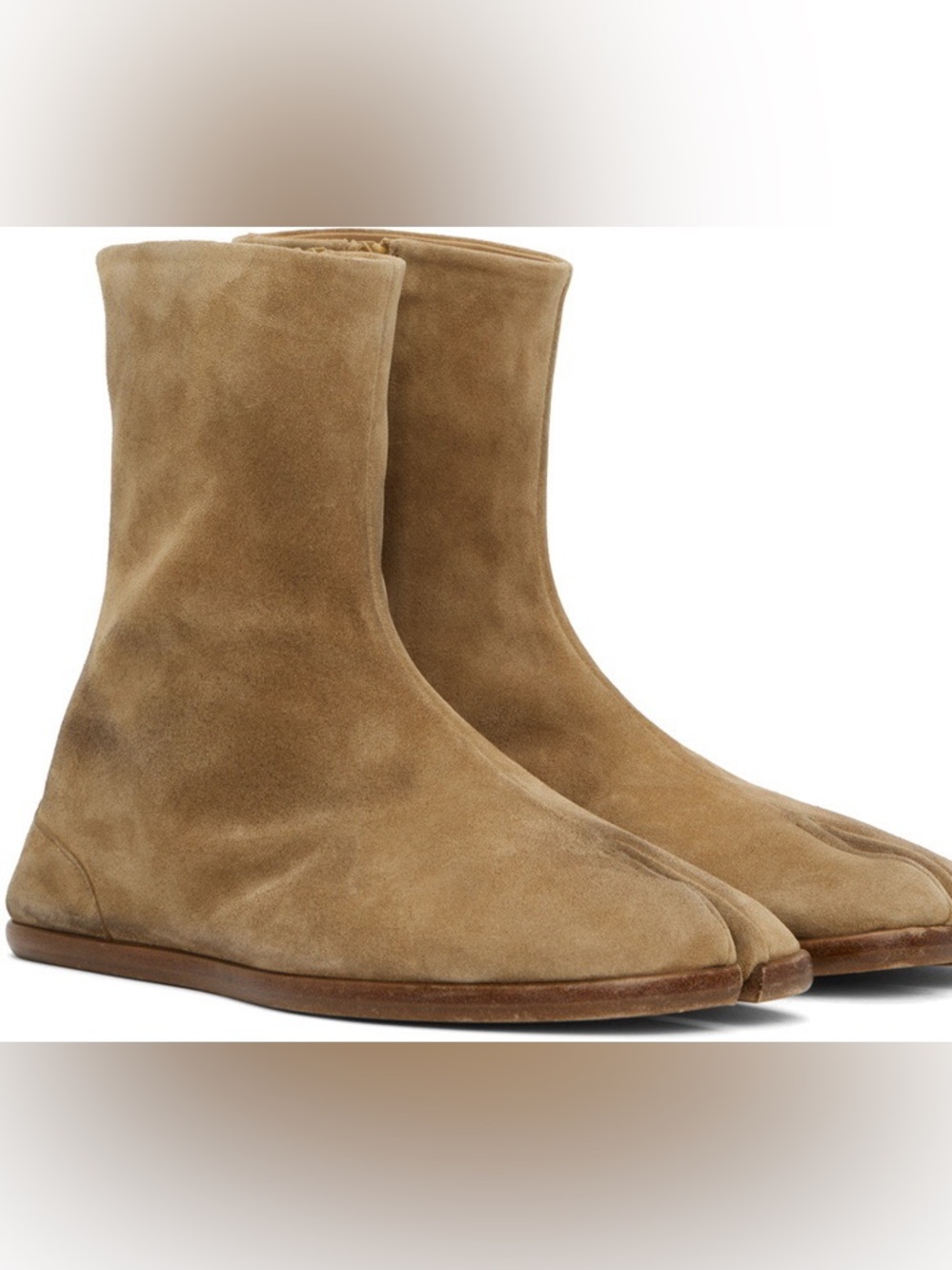 AUTHENTIC Maison Margiela Tabis Suede Split-Toe Ankle Boots - Tan Men’s Size 39